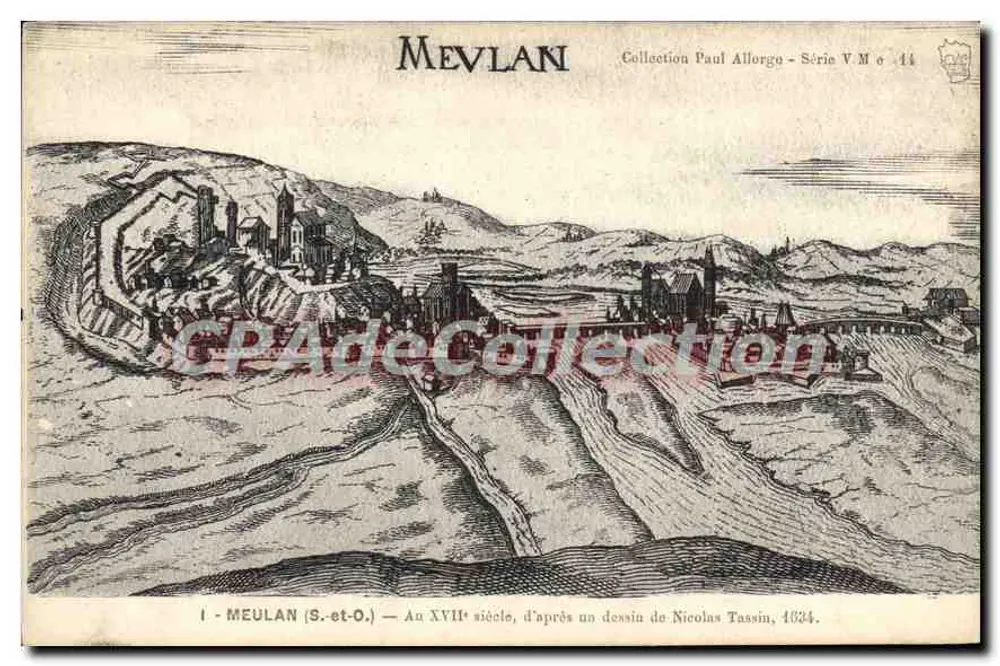 Meulan (S.-et-O.) — 17. Jahrhundert, nach einem Zeichnung von Nicolas Tassin, 1634 — Sammlung Paul Allorgo, Serie V.M. o. 44 - Vorderseite