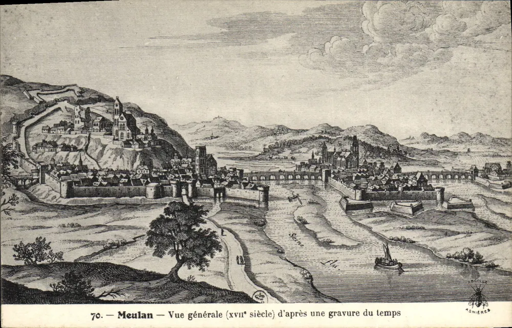 Meulan — Allgemeine Ansicht (17. Jahrhundert) nach einer Gravur der Zeit — Tognières, n°70 - Vorderseite