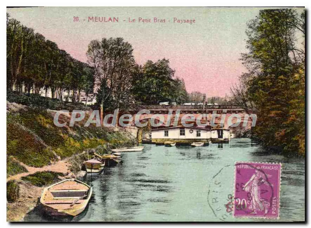 Meulan - Le Petit Bras - Paisagem — Bilhete postal antigo de Collection, n°20 - Frente