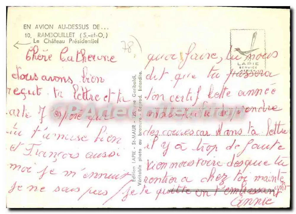 Castelo Presidencial — Rambouillet (S.-e-O.) — Edição Lapie - Verso