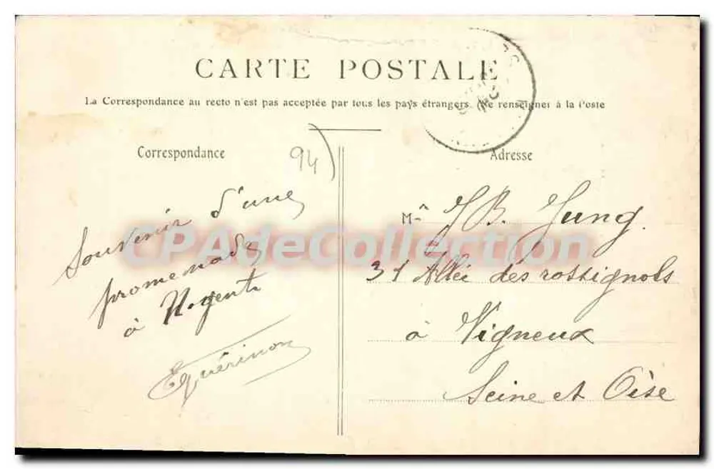 Nogent-sur-Marne — Les Bords de Marne — E.V. 429 - Verso