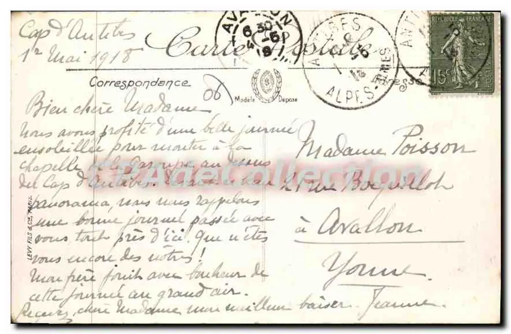 CABO DE ANTIBES — Ponta da Élette — LL. Saudações Respeitosas — Selecta - Verso