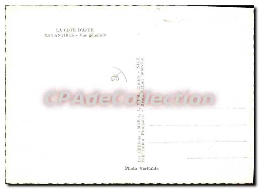 Antibes — Visão geral — Les Éditions de la Côte d'Azur, n° 8913 - Verso
