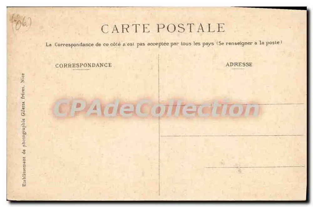 Beaulieu — La Petite Afrique e Cap d'Ail — Edição Gilelta, fot. Nice, n° 340 - Verso