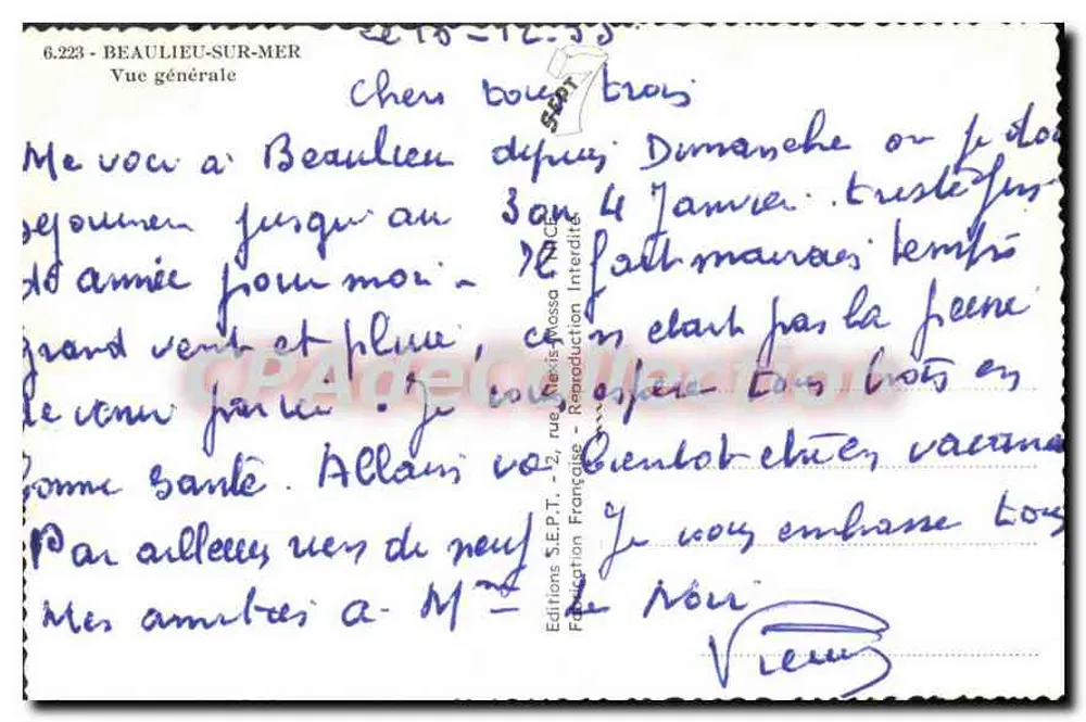 Beaulieu-sur-Mer — Vista geral — Éditions S.E.P.T. - 2, rue Néxis-Mossa - Verso