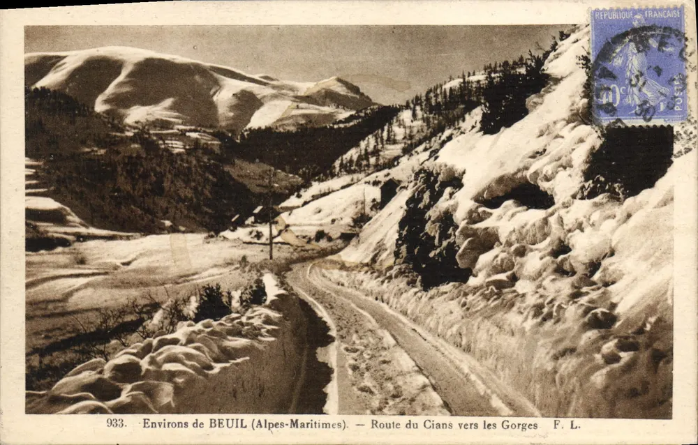 Okręgi BEUIL (Alpes-Maritimes) — Droga do Cians w kierunku Gorges — F. L. - Awers
