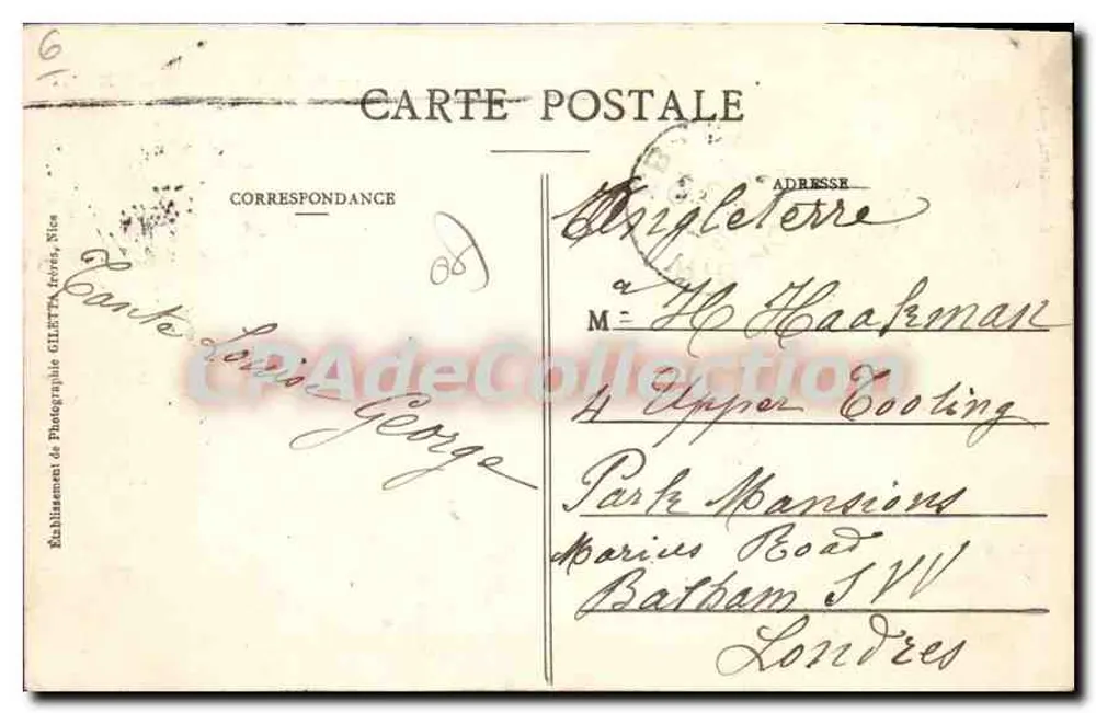 Karneval von Nizza — Wagen von S.M. Karneval XXXVIII — Projekt G.A. Mossa — Ausgabe Giletta, Nizza - Rückseite