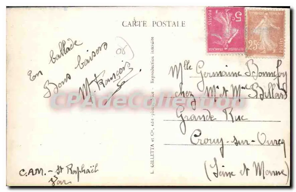 CANNES - Passeio da Croisette — editor L. Gilletta e Cie, n° 421 - Verso