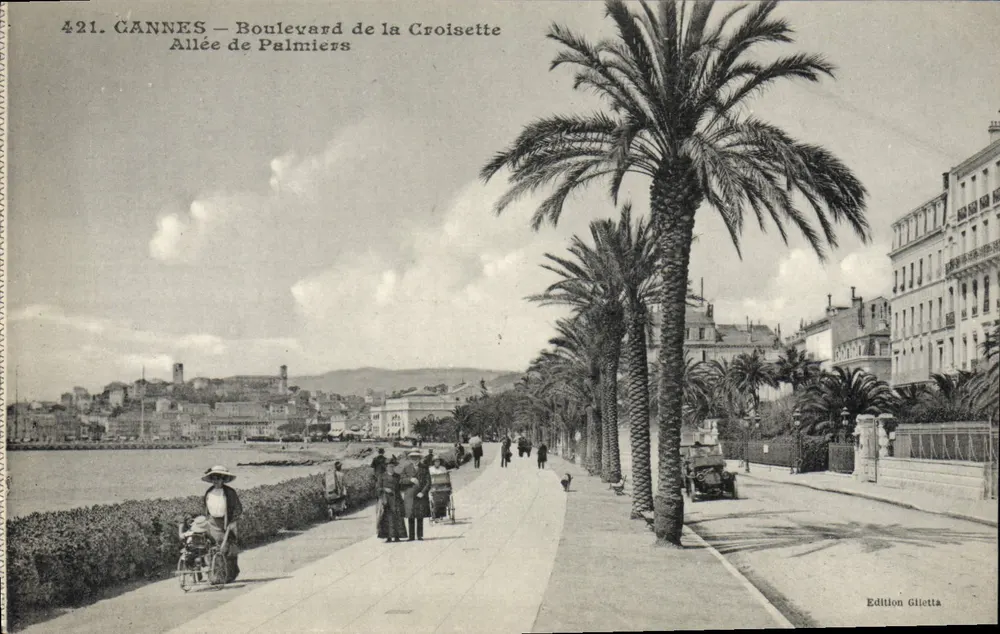 Cannes — Boulevard de la Croisette, Allée de Palmiers — Edition Glietta, n° 421 - Vorderseite