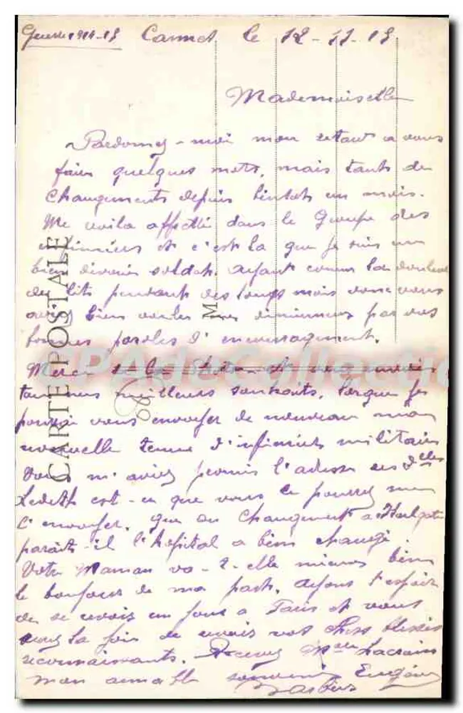 Cannes — Boulevard de la Croisette, Allée de Palmiers — Edition Glietta, n° 421 - Rückseite
