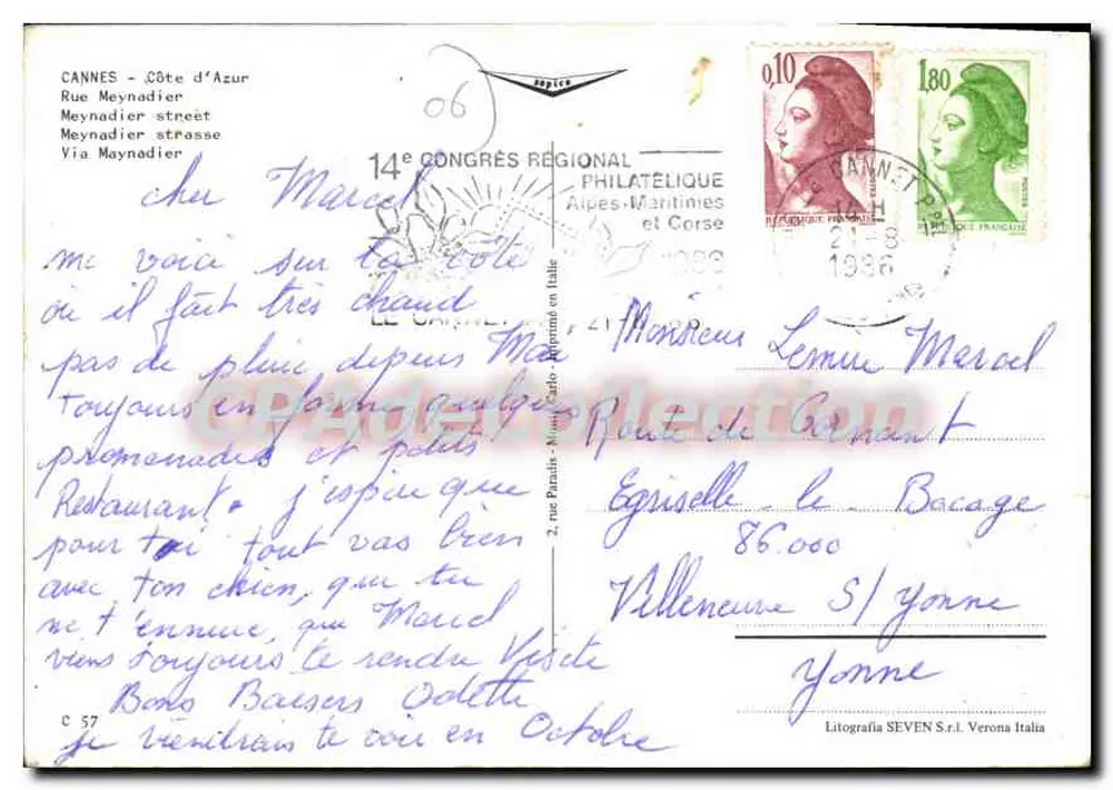 Cannes - Rua Meynadier — mercado de flores — CPAdeCollection - Verso