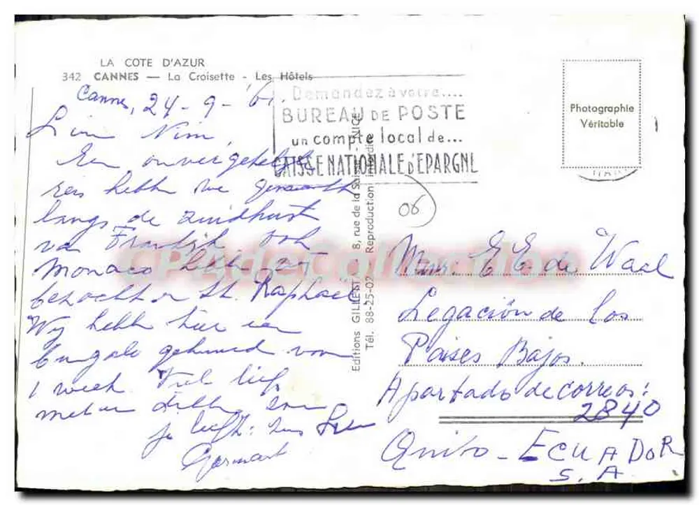 Cannes — La Croisette — Grand Hotel — Edições GILLES - Verso