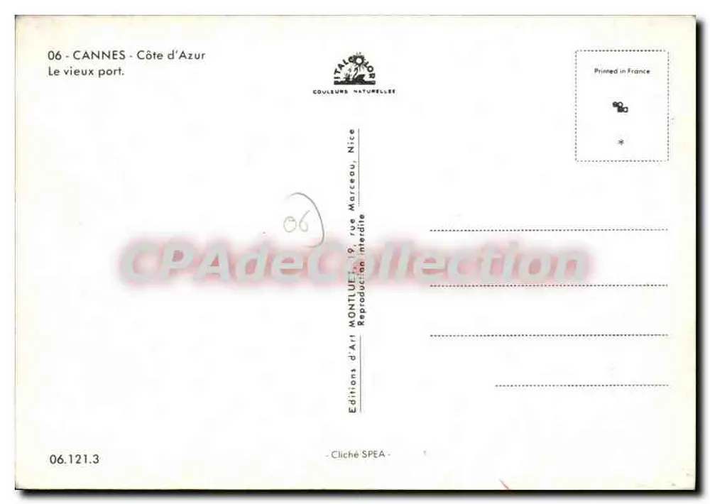 Cannes - El viejo puerto — Éditions d'Art Montluçon, serie 06 - Reverso
