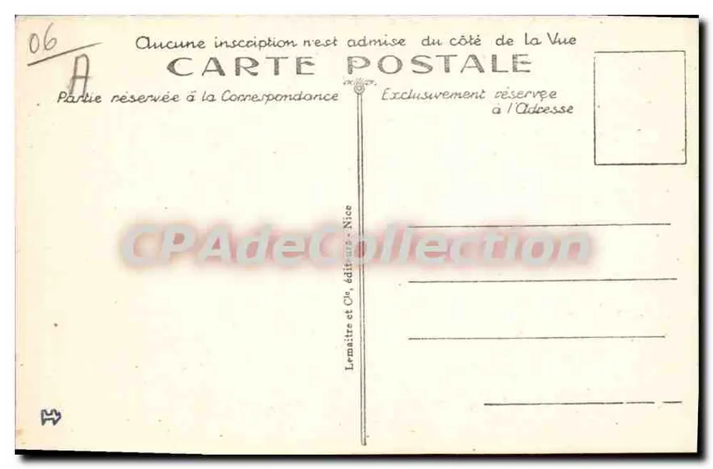 Die ESCARÈNE und der Viadukt der Linie Nice-Coni — Lemaître & Cie, Verlag Nice, Nr. 06 A - Rückseite