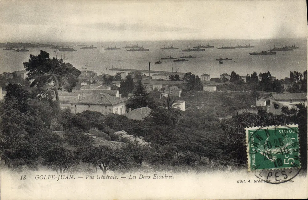 Golfe-Juan — Vista General — Las Dos Escuadras — Edit. A. Brémont, n°18 - Anverso