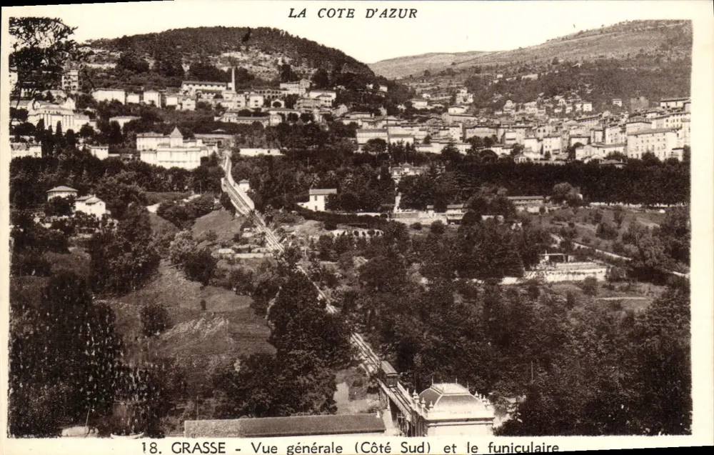 Grasse — Visão geral (Lado Sul) e o funicular — Edições d'Art Munier - Frente