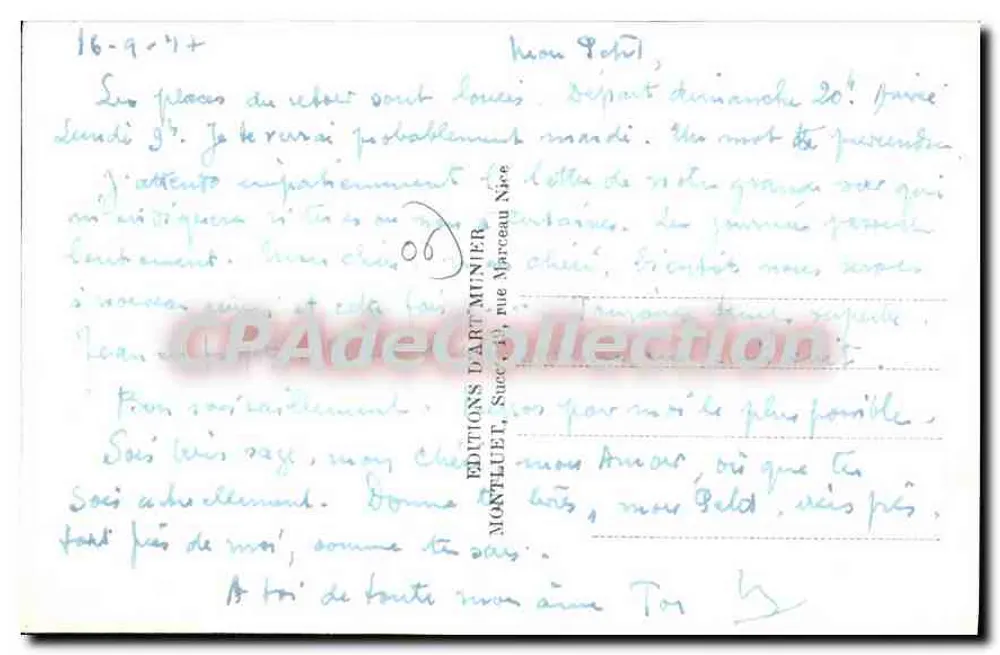 Grasse - Estátua de Fragonard — Editor Munier, n°30 - Verso