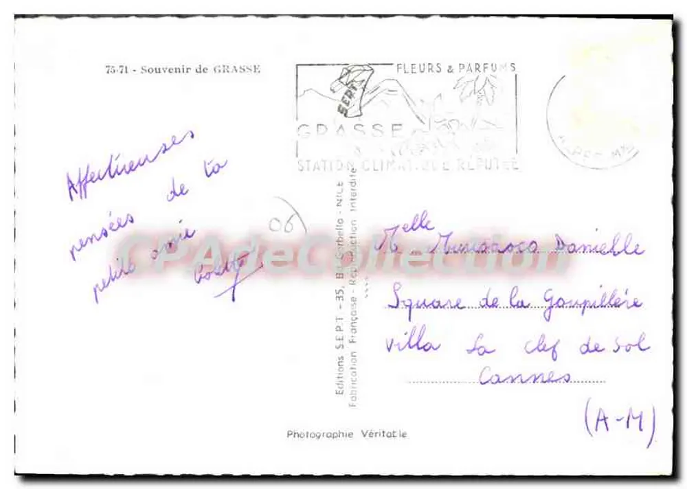 Grasse — vista panorâmica e mercado — Edições SEPT - 7571 - Verso