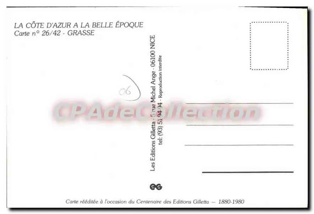 Grasse - Station du Cours - Abfahrt der Tramway, Grasse-Cannes — Gilletta Edition, N° 52 - Rückseite