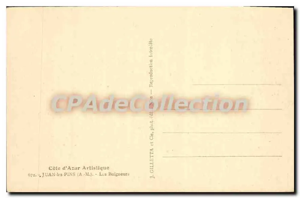 Juan-les-Pins — Os Banhistas — J. Gilletta e Cie, Côte d'Azur Artistique, n°672 - Verso