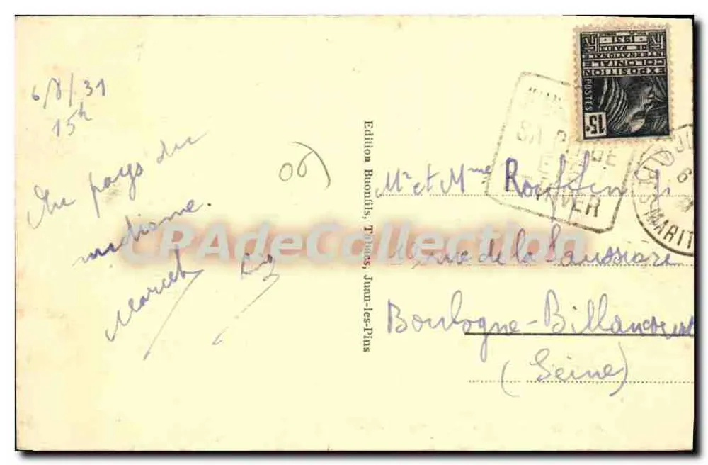Juan-les-Pins — Blick vom Cap d'Antibes — Edition Brunotis, Nr. 83 - Rückseite