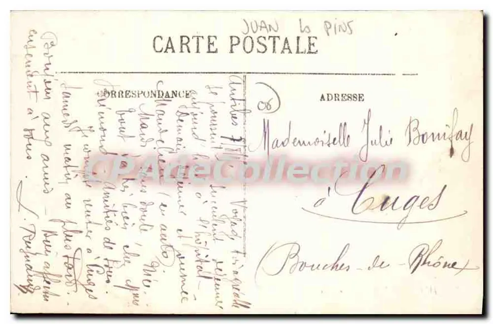 JUAN-LES-PINS — Vista do parque bordando o mar — Carta postal - Verso