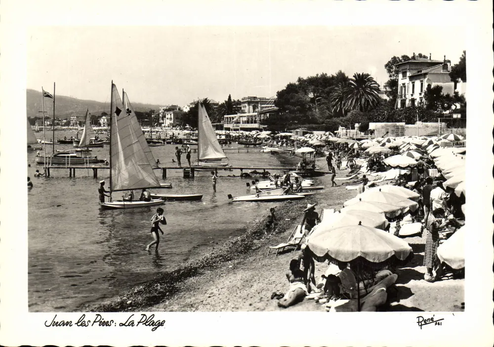 Juan-les-Pins: A Praia — Éditions RENÉ & Mouchy Pénigueux, n° 261 - Frente