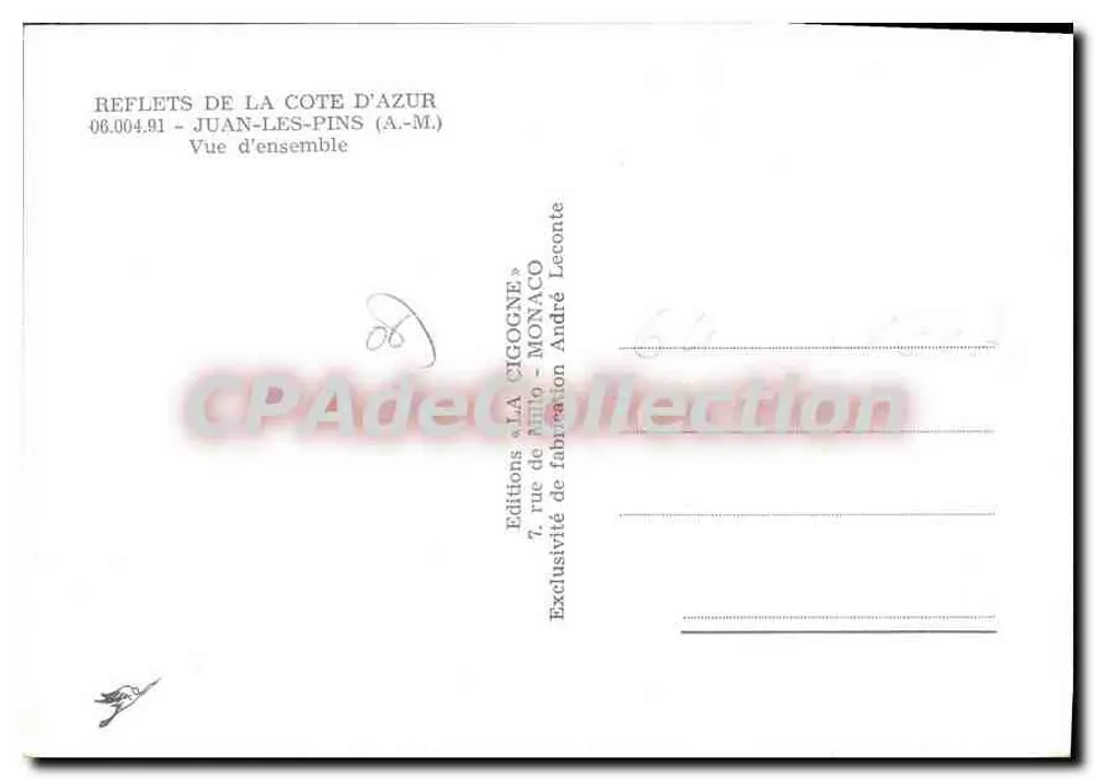 Juan-les-Pins — Vista geral — Éditions « LA CIGOGNE » - Verso