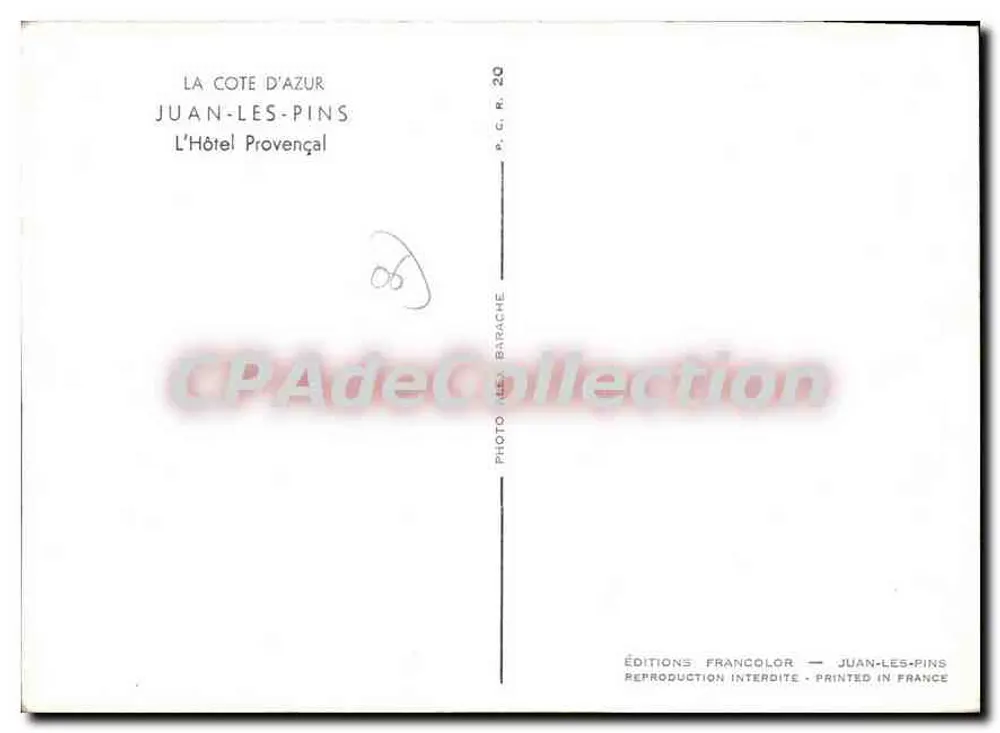 Juan-les-Pins — O Hotel Provençal — Éditions Francolor - Verso