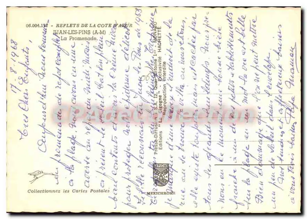Juan-les-Pins — A Promenade — Edições "La Cigogne" - Verso