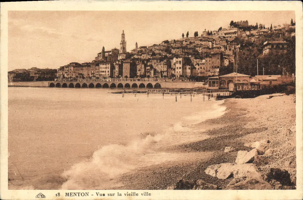 Menton — Ansicht der Altstadt — Ausgabe der Librairie Bertrand, Menton, Nr. 18 - Vorderseite