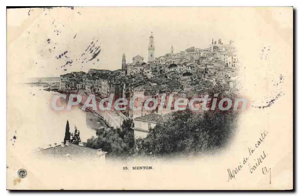 Menton — vista da costa — Coleção do Touring-Club da França, n°15 - Frente