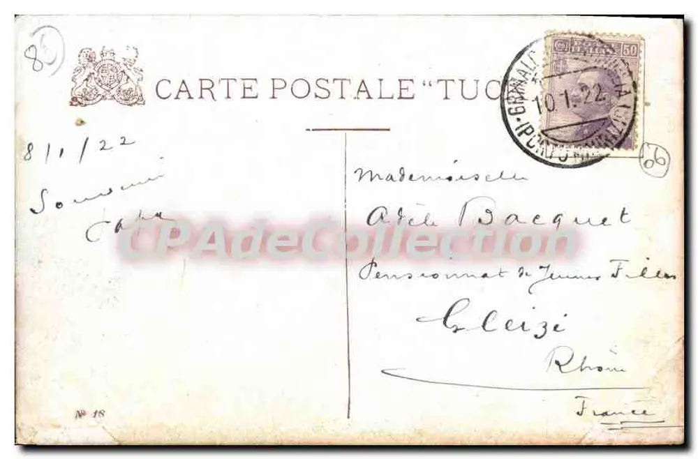 Menton, O Ponte Saint-Louis — posto de fronteira — editor Oilette, n°18 - Verso
