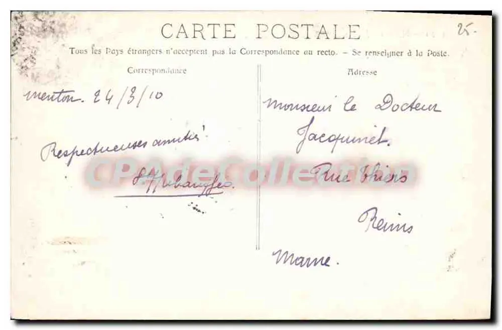 Menton - Stadtpark & Denkmal der Annexion — Verlag: Lapôtre Marantin, Nr. 4206 - Rückseite