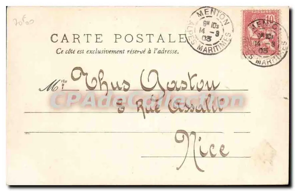 Menton - Villa Géna, Wohnsitz des Präsidenten Krüger — Edition Giletta, Foto Nice, Nr. 609 - Rückseite