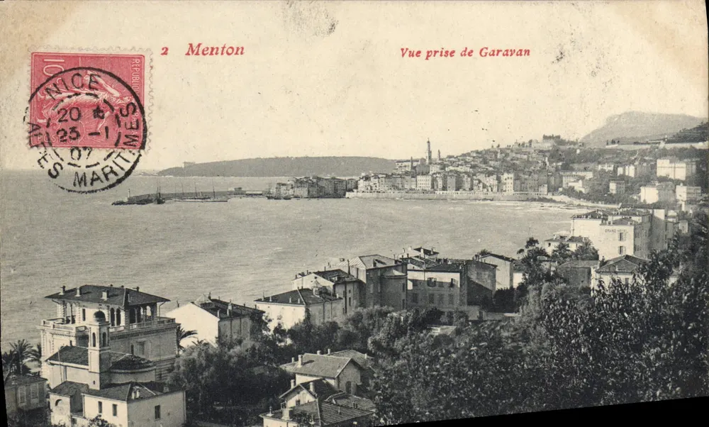 Menton — Vista tirada de Garavan — Editor: Réception - Frente