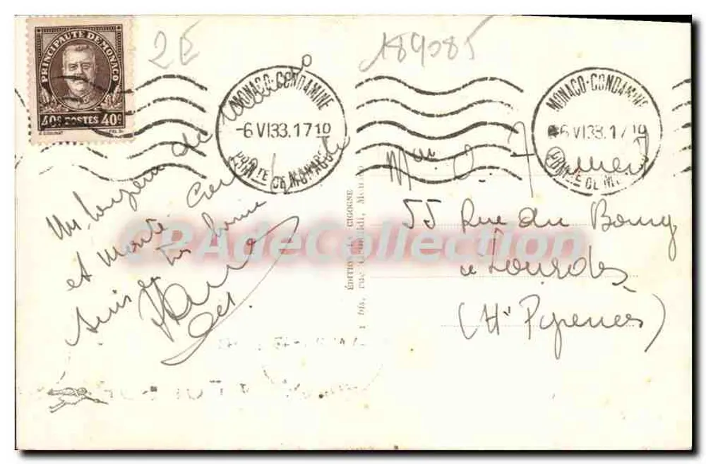Monaco - Le Rocher - Vue prise de la Tête de Chien — Éditions de Cigognes, n° 106 bis - Verso