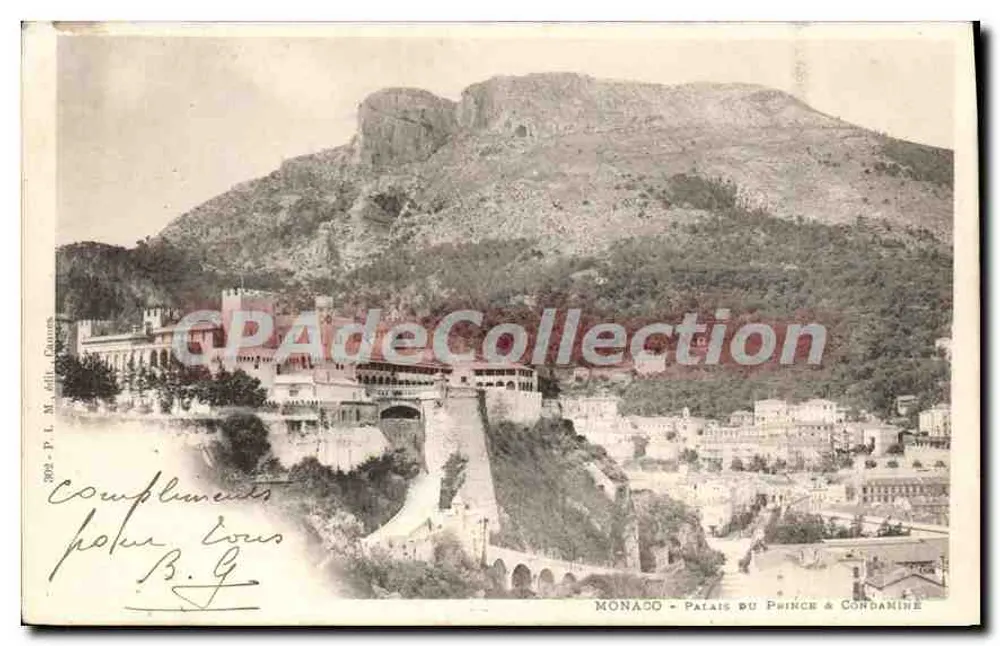 Mônaco - Palácio do Príncipe & Condamine — P.L.M. edit. Cannes, n°389 - Frente