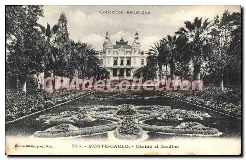 Monte-Carlo - Casinò e Giardini — Collezione Artistica — Edizione Gilletta, fot., Nice, n°725 - Recto