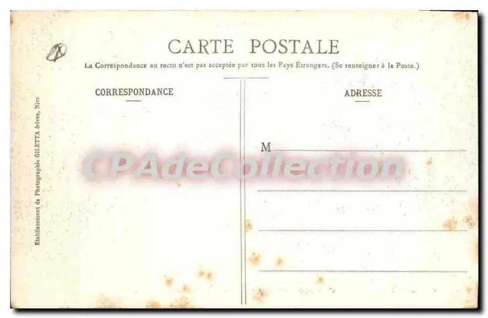 Monte-Carlo - Casinò e Giardini — Collezione Artistica — Edizione Gilletta, fot., Nice, n°725 - Verso
