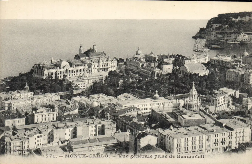 Monte-Carlo — Vista geral tirada de Beausoleil — Editor Gileta, Nice, n° 771 - Frente