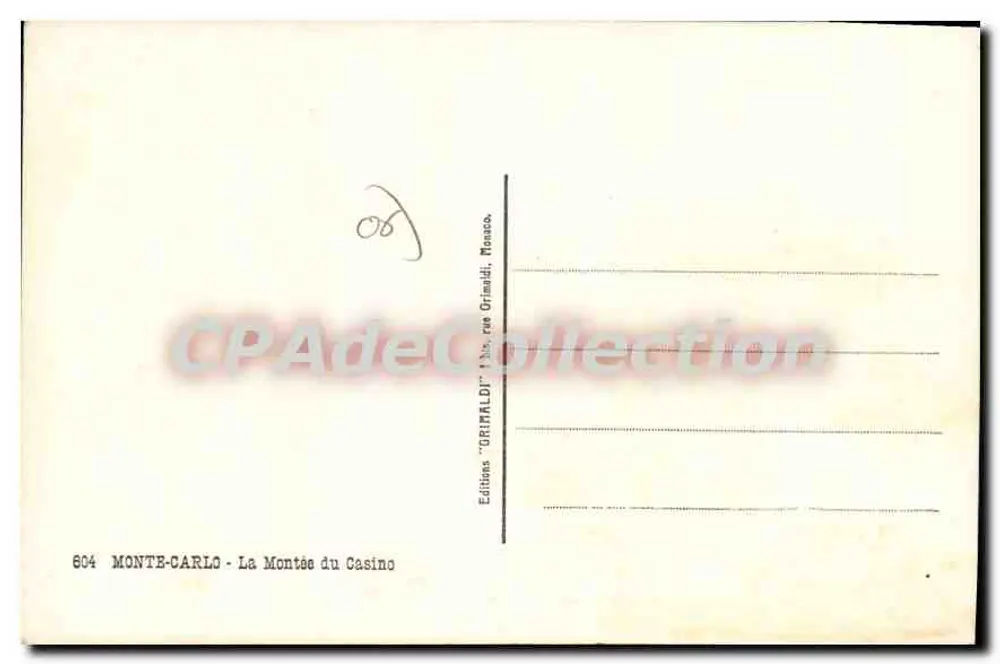 Monte-Carlo — La Montée du Casino — Éditions Grimaldi, Monaco - Verso