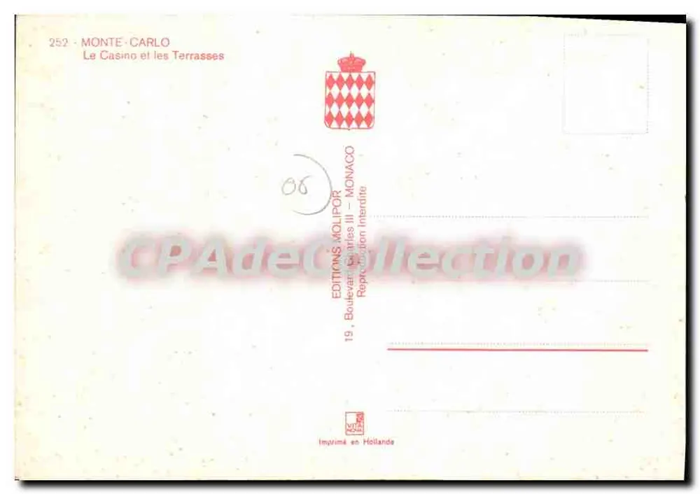 Monte-Carlo — El Casino y las Terrazas — Ediciones Molipor - Reverso
