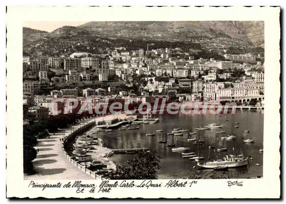 Principado de Mônaco. Monte-Carlo. O Quai Albert 1º e O Porto — René 482 - Frente