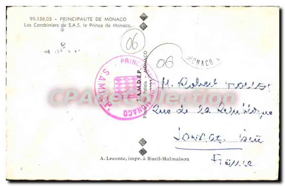 Die Carabiniers von H.H. dem Prinzen von Monaco — La Cigogne, Verlag Nr. 99.138.03 - Rückseite