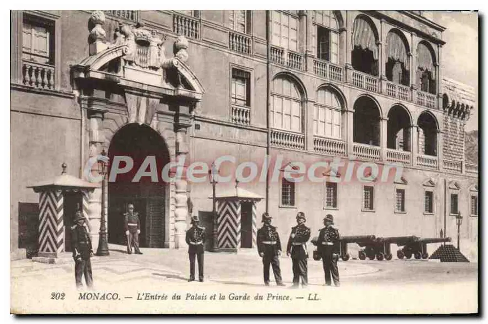 Mônaco — A Entrada do Palácio e a Guarda do Príncipe — LL. n° 202 - Frente