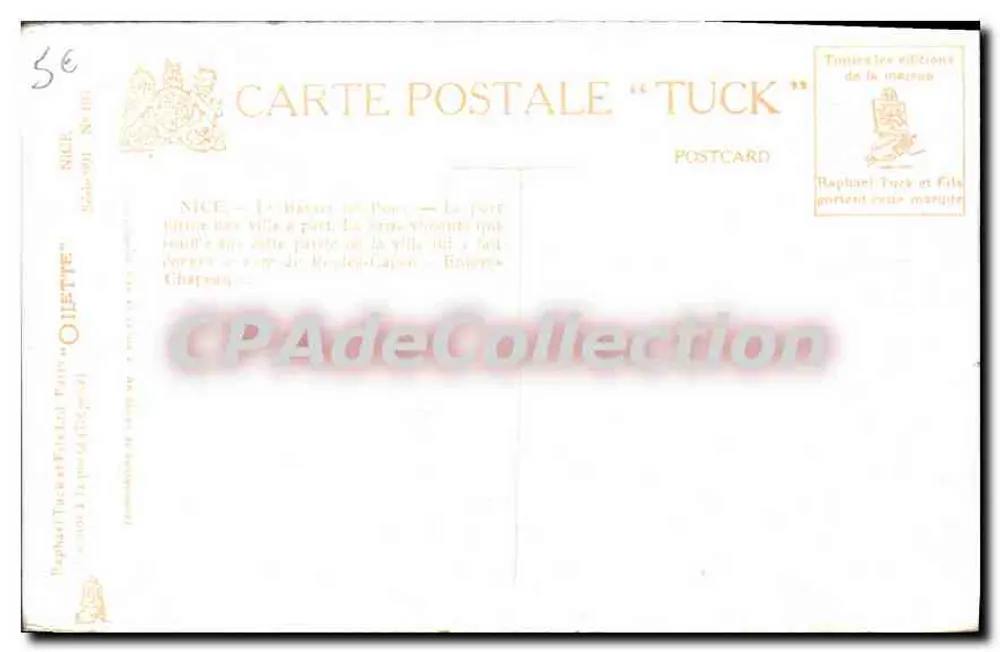Nice - O Bassin do Porto — Raphael Tuck & Fils - Verso