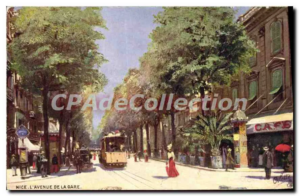 Nice. A Avenida da Estação — Raphael Tuck & Fils, Série IV, N° 66 - Frente