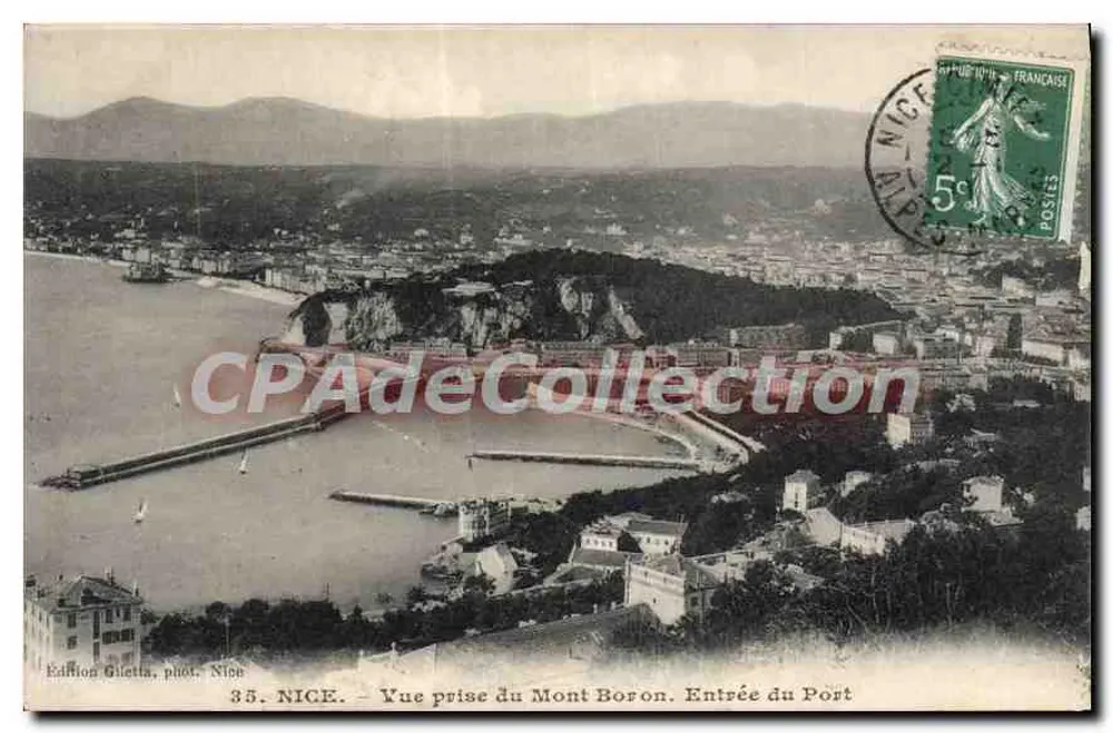 NICE — Ansicht vom Mont Boron. Eingang zum Hafen — Édition Gilettà, phot. Nion, n°35 - Vorderseite