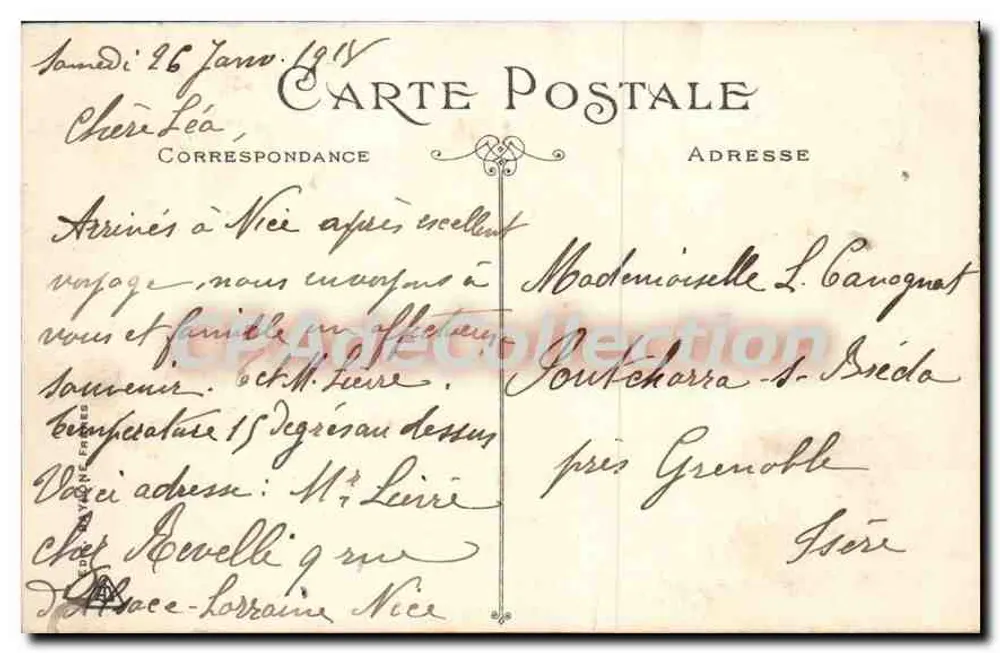 Niza - Plaza Masséna - Casino Municipal — editor desconocido, n° 119 - Reverso